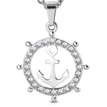 Stainless Steel Anchor Pendant with Halo of Cubic Zirconias Stainless Steel Anchor Pendant with Halo of Cubic Zirconias